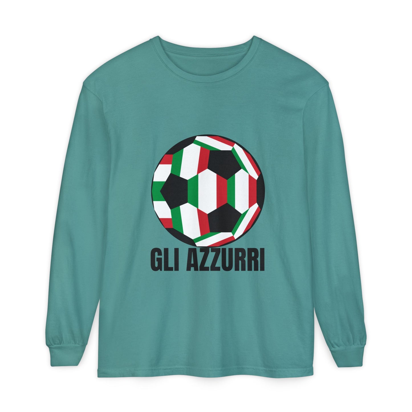 Gli Azzurri Fan Specialty Soccer Ball Design Long Sleeve Tee
