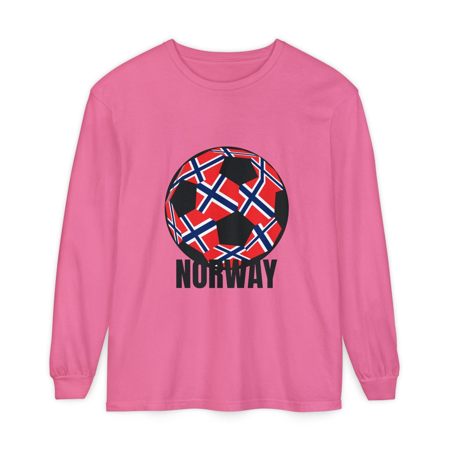 Norway Fan Specialty Soccer Ball Design Long Sleeve T Shirt Black Print