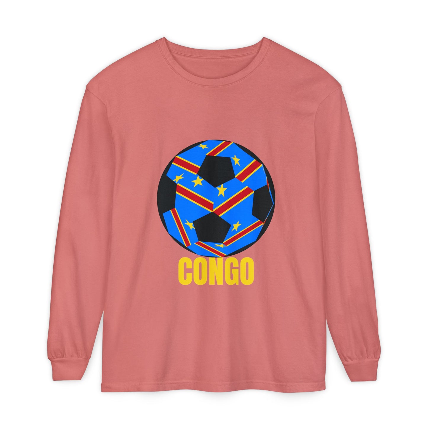 Congo Fan Specialty Soccer Ball Design T Shirt Yellow Text