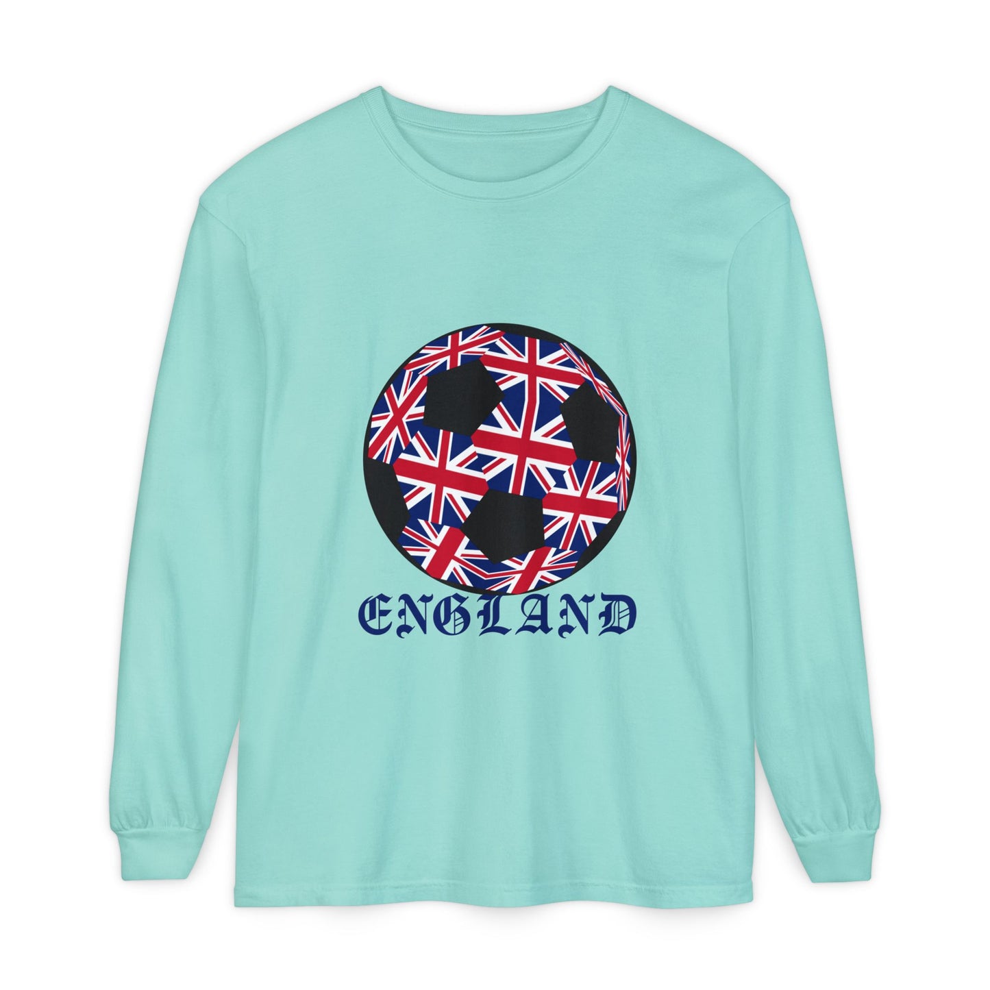 Old English Style Specialty Soccer Ball Design Long Sleeve Tee