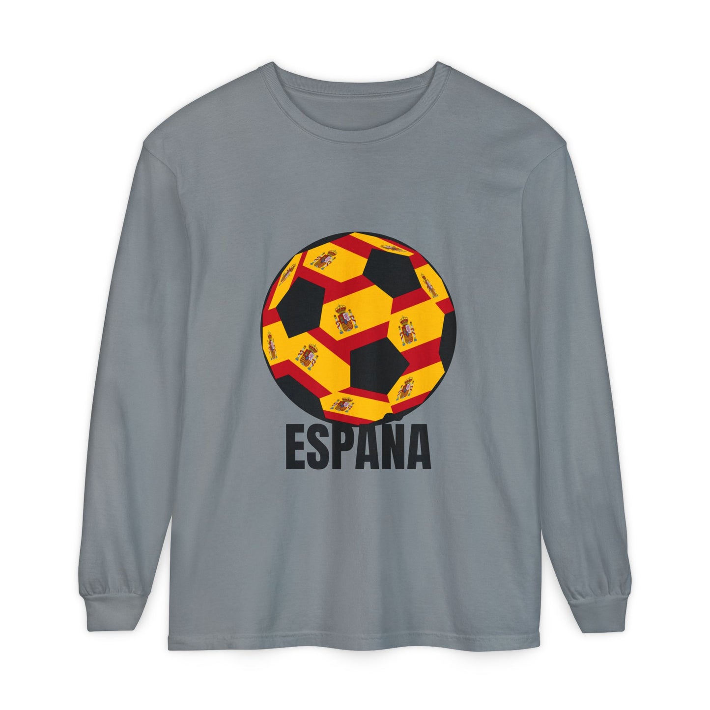 España Soccer Ball Design Long Sleeve Tee Black Text