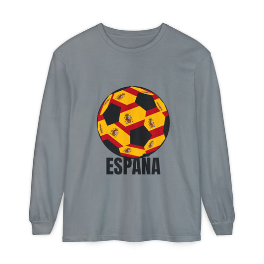 España Soccer Ball Design Long Sleeve Tee Black Text