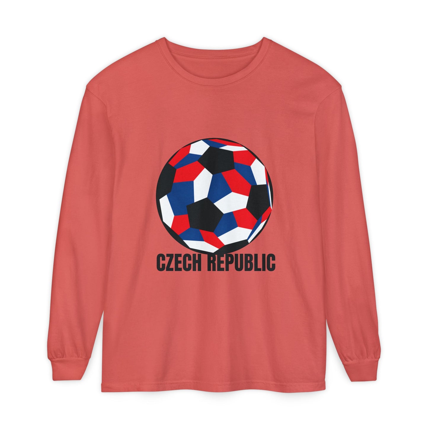 Czech Republic Fan Specialty Soccer Ball Design Long Sleeve Tee