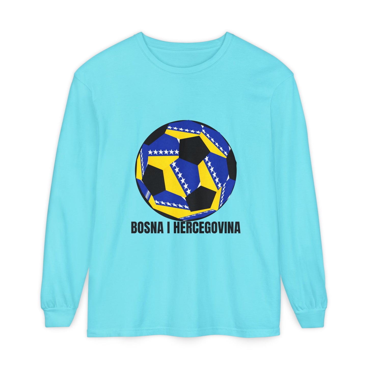 Bosnia Herzegovina Fan Specialty Soccer Ball Design Long Sleeve Tee