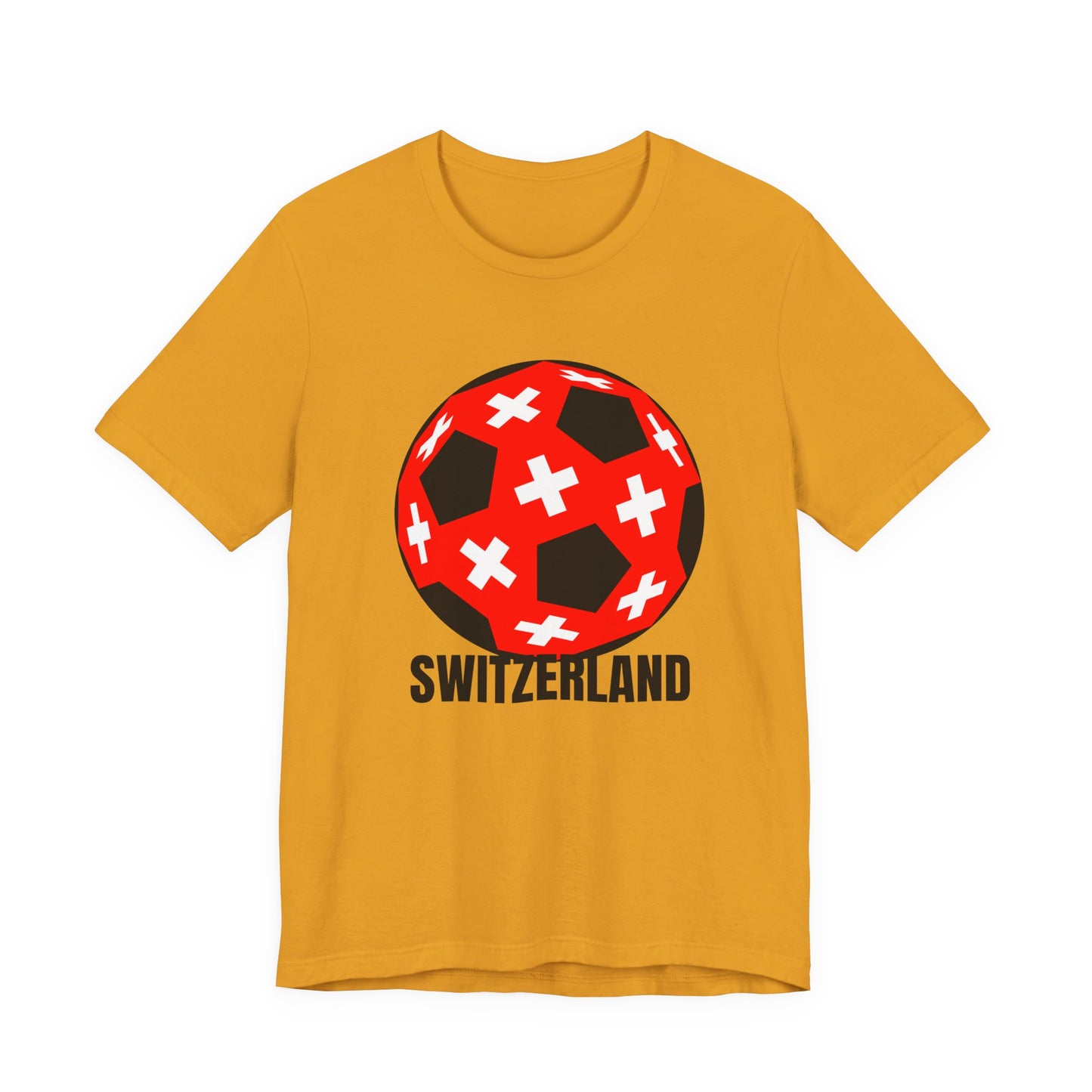 Switzerland Fan Specialty Soccer Ball Design T Shirt Black Text