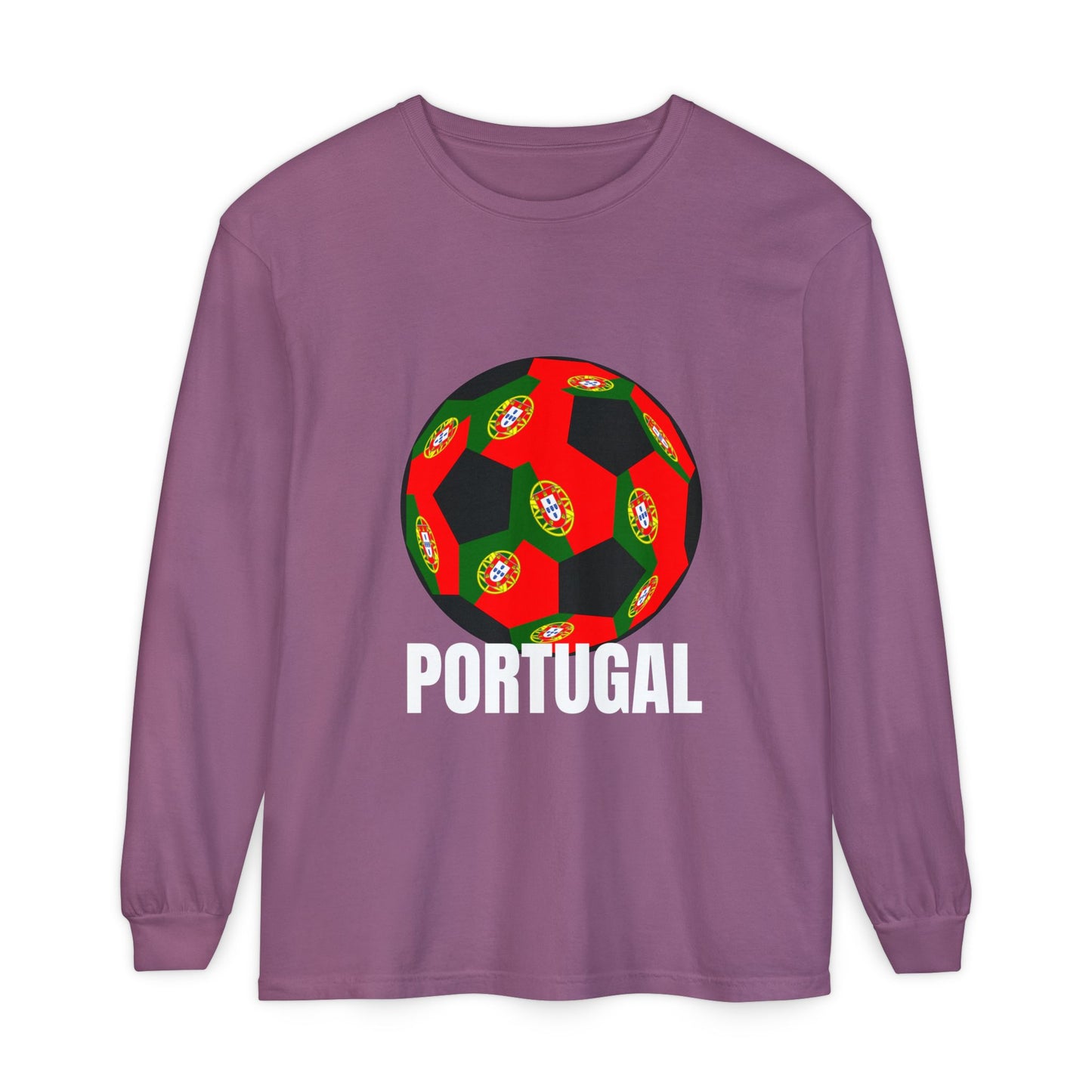 Portugal Fan Specialty Soccer Ball Design Long Sleeve Tee