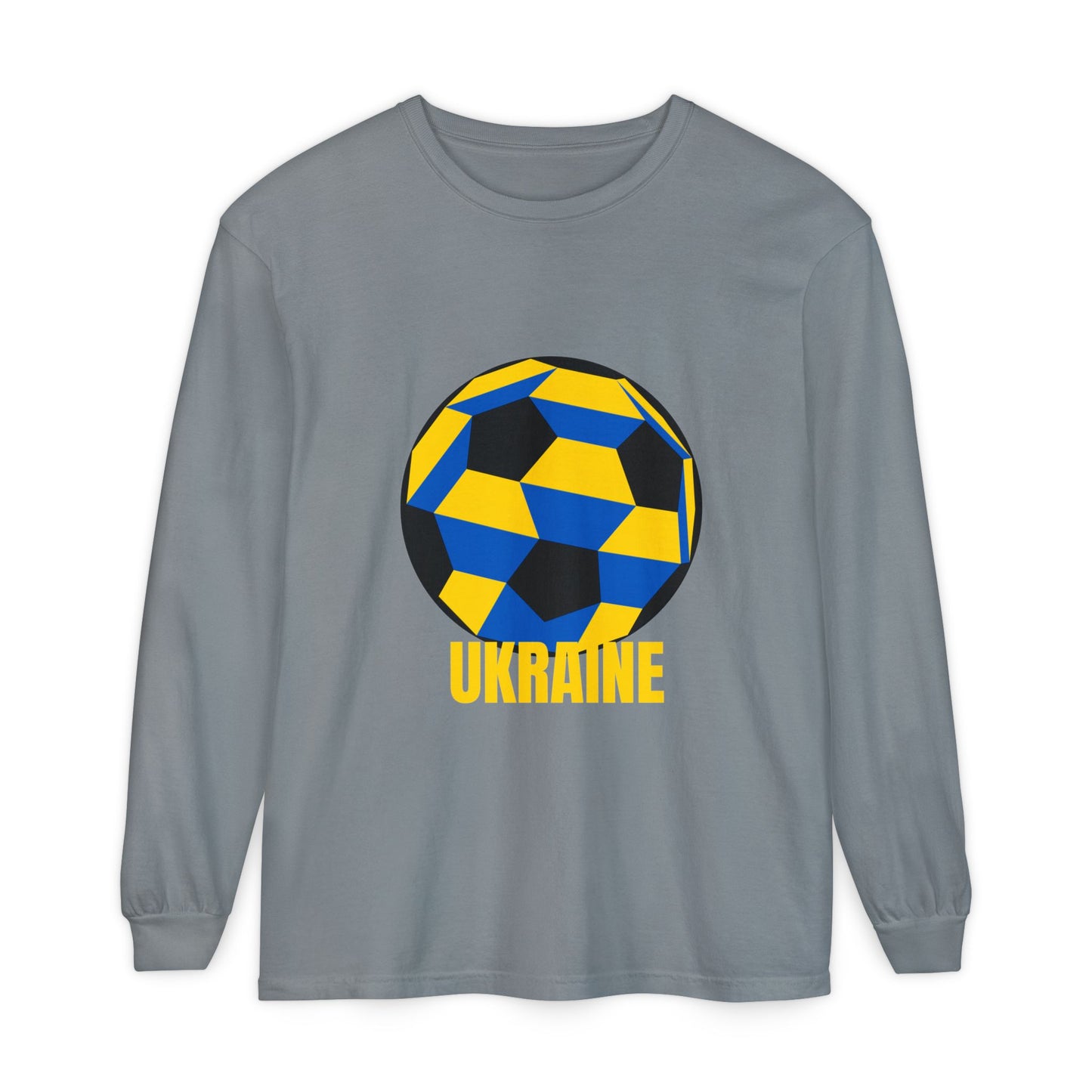 Ukraine Fan Specialty Soccer Ball Design  Long Sleeve Tee