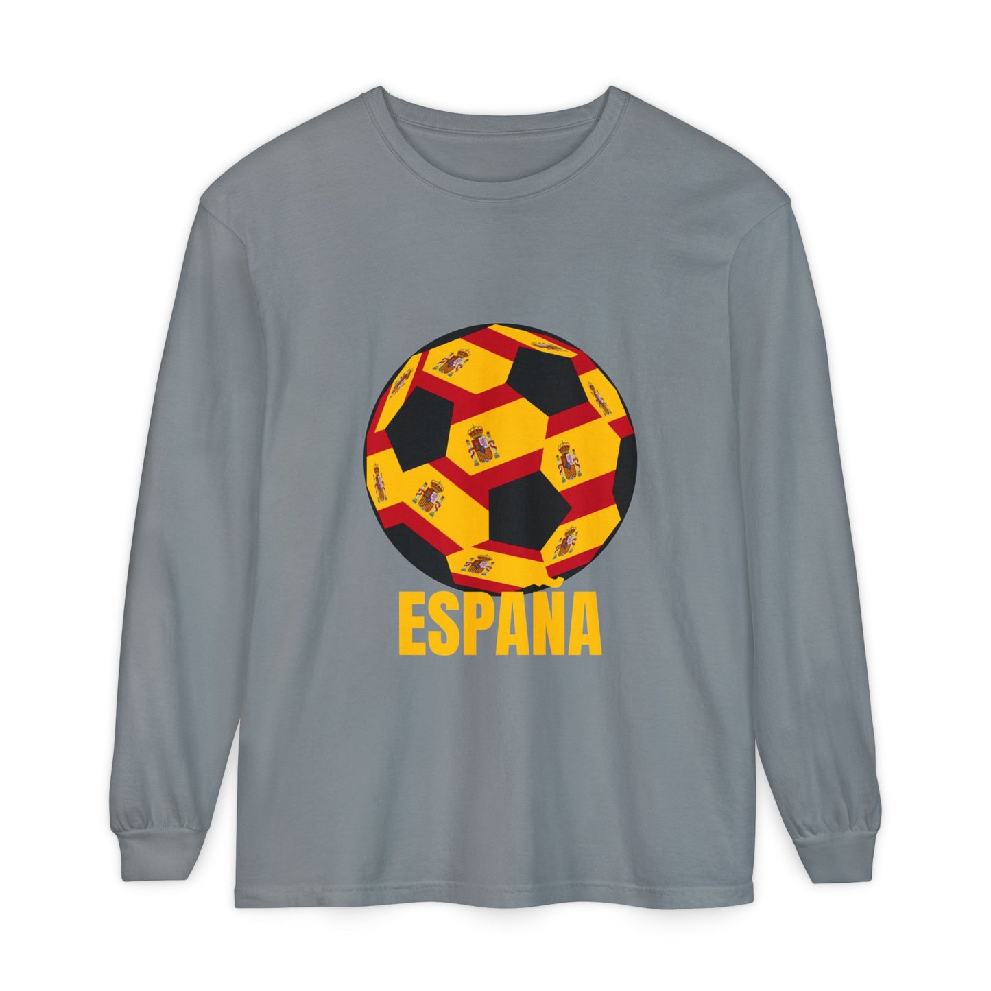 España Soccer Ball Long Sleeve Tee  Gold Text
