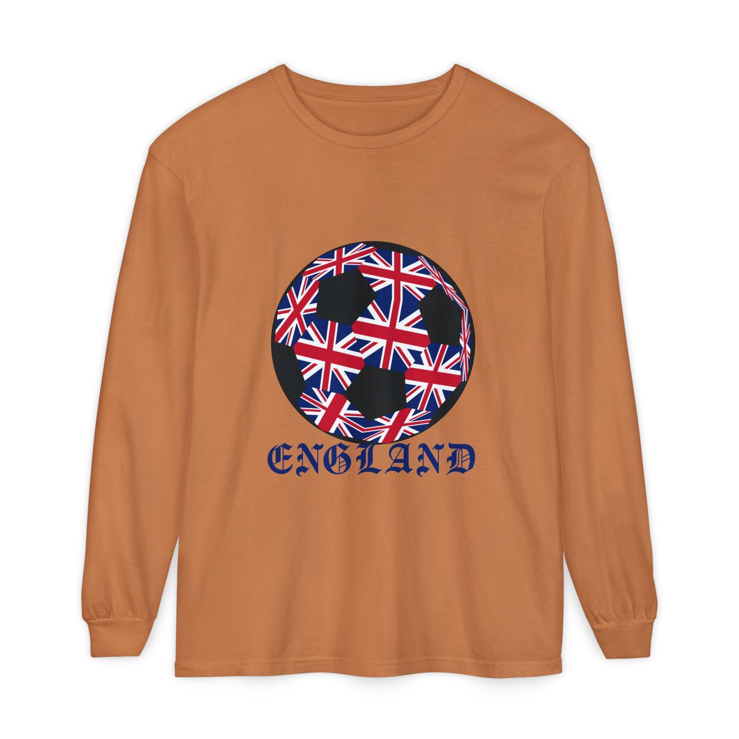 Old English Style Specialty Soccer Ball Design Long Sleeve Tee