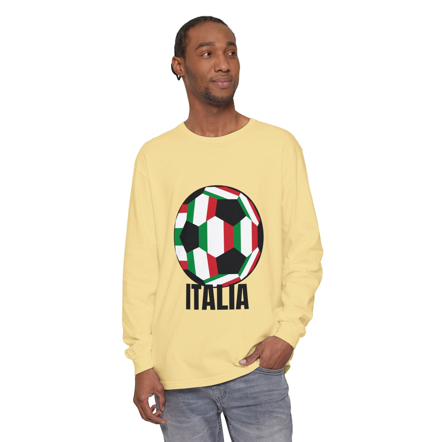 Italia Fan Specialty Soccer Ball Design Long Sleeve Tee