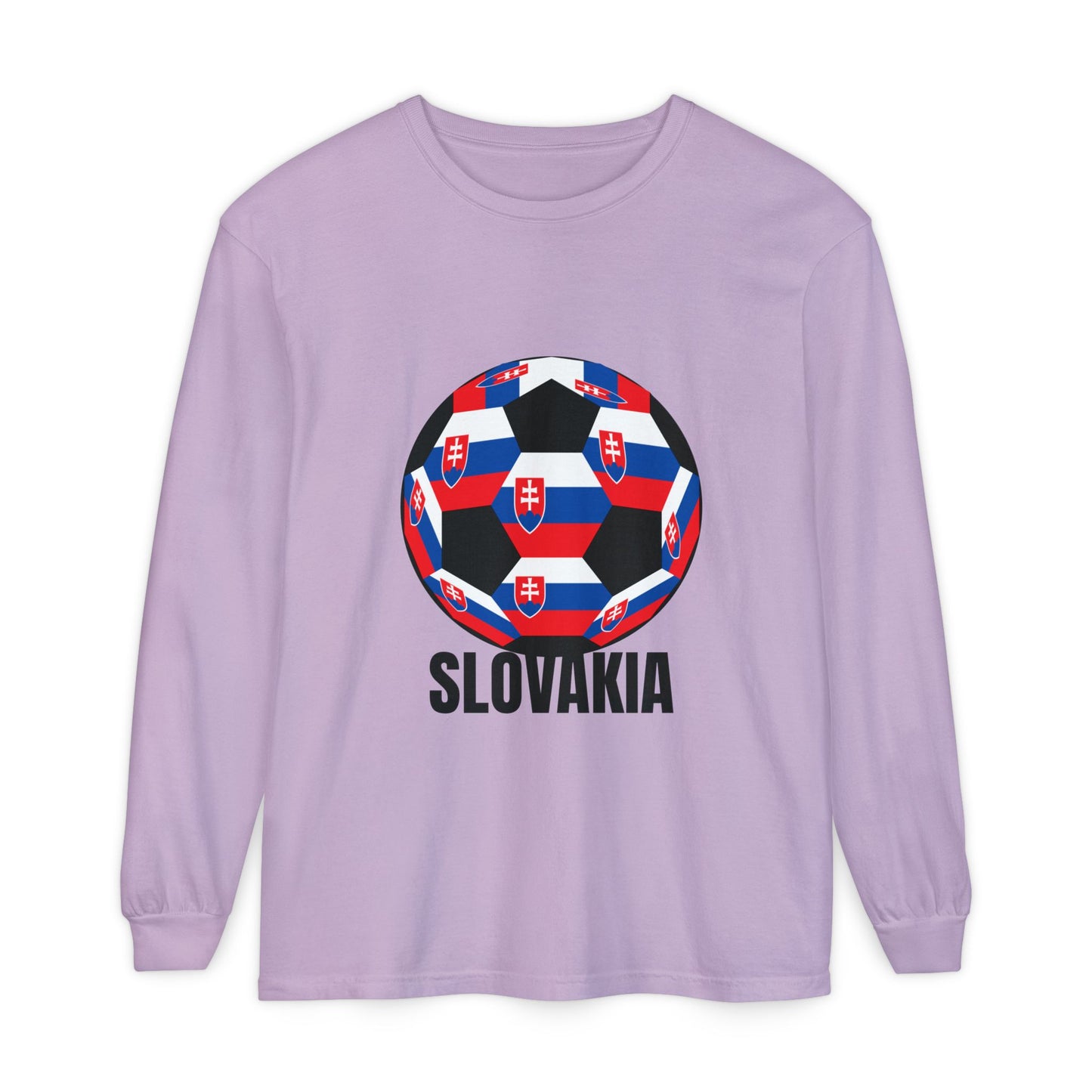 Slovakia Fan Specialty Soccer Ball Design T Shirt Long Sleeve T‑Shirt