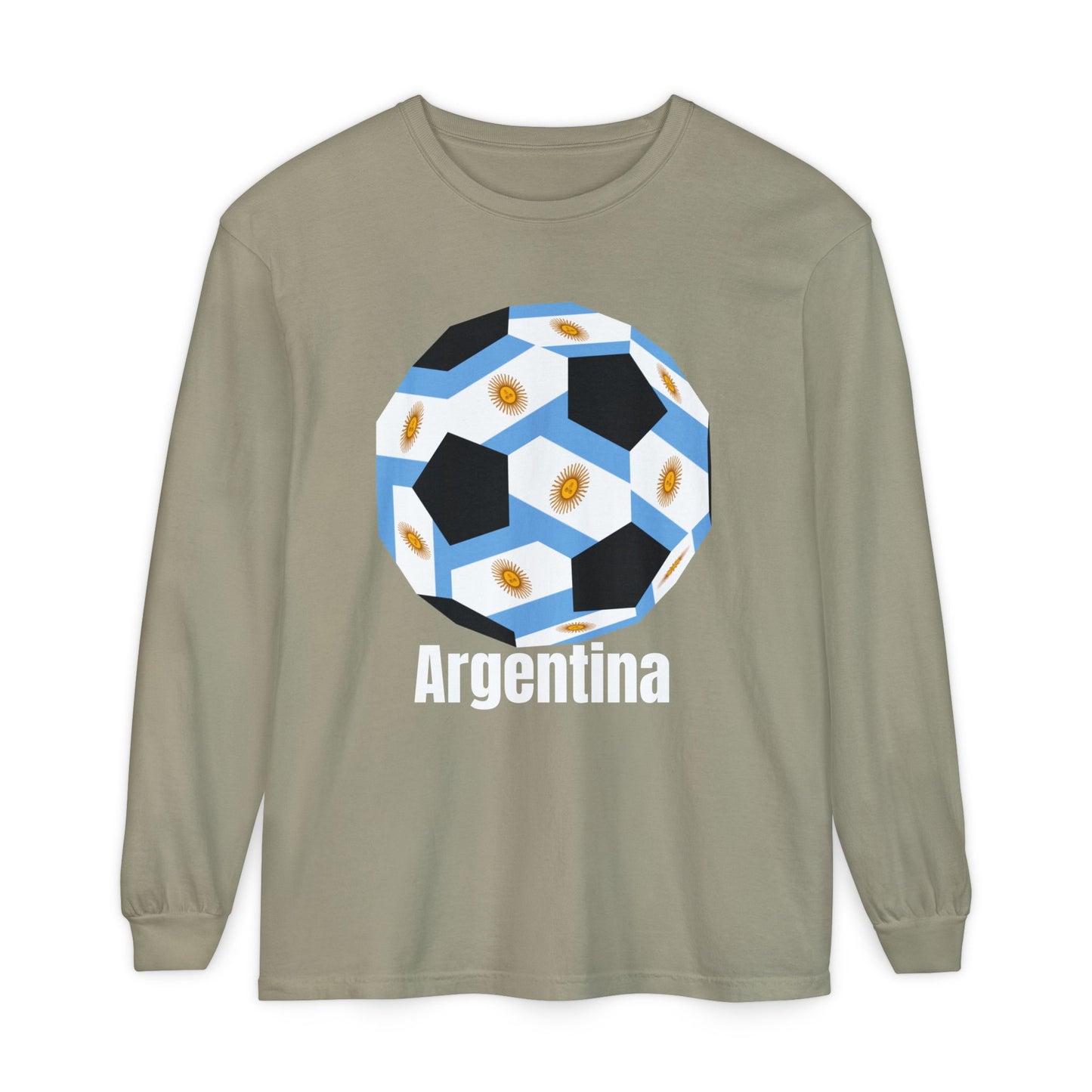 Argentina Fan Specialty Soccer Ball Design Long Sleeve Shirt
