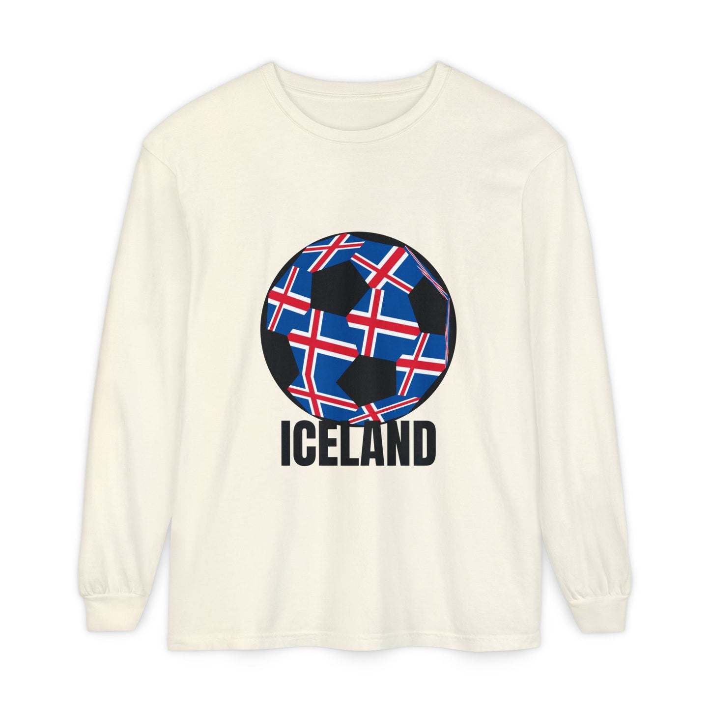 Iceland Fan Specialty Soccer Ball Design Long Sleeve Tee