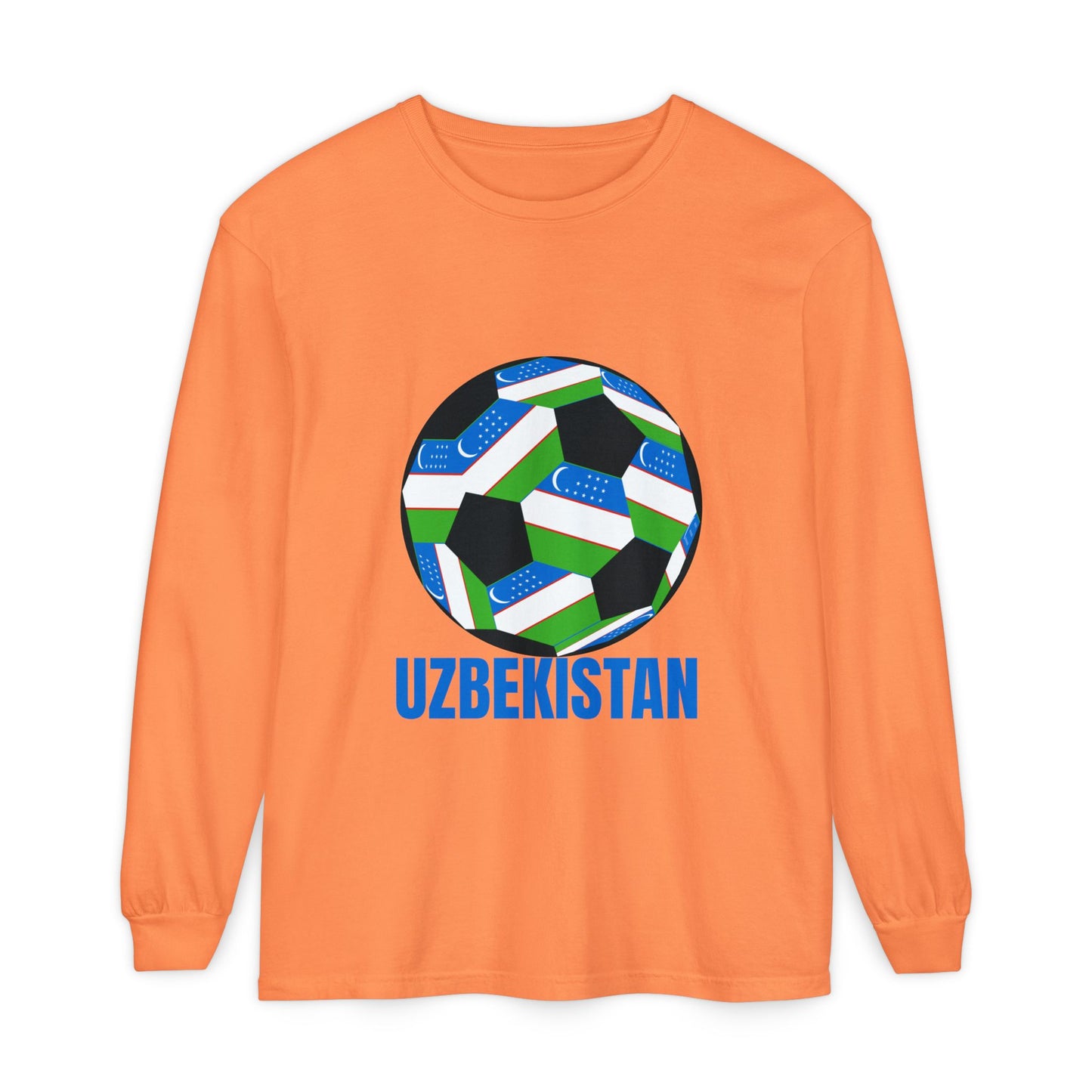Uzbekistan Fan Specialty Soccer Ball Design Long Sleeve Shirt