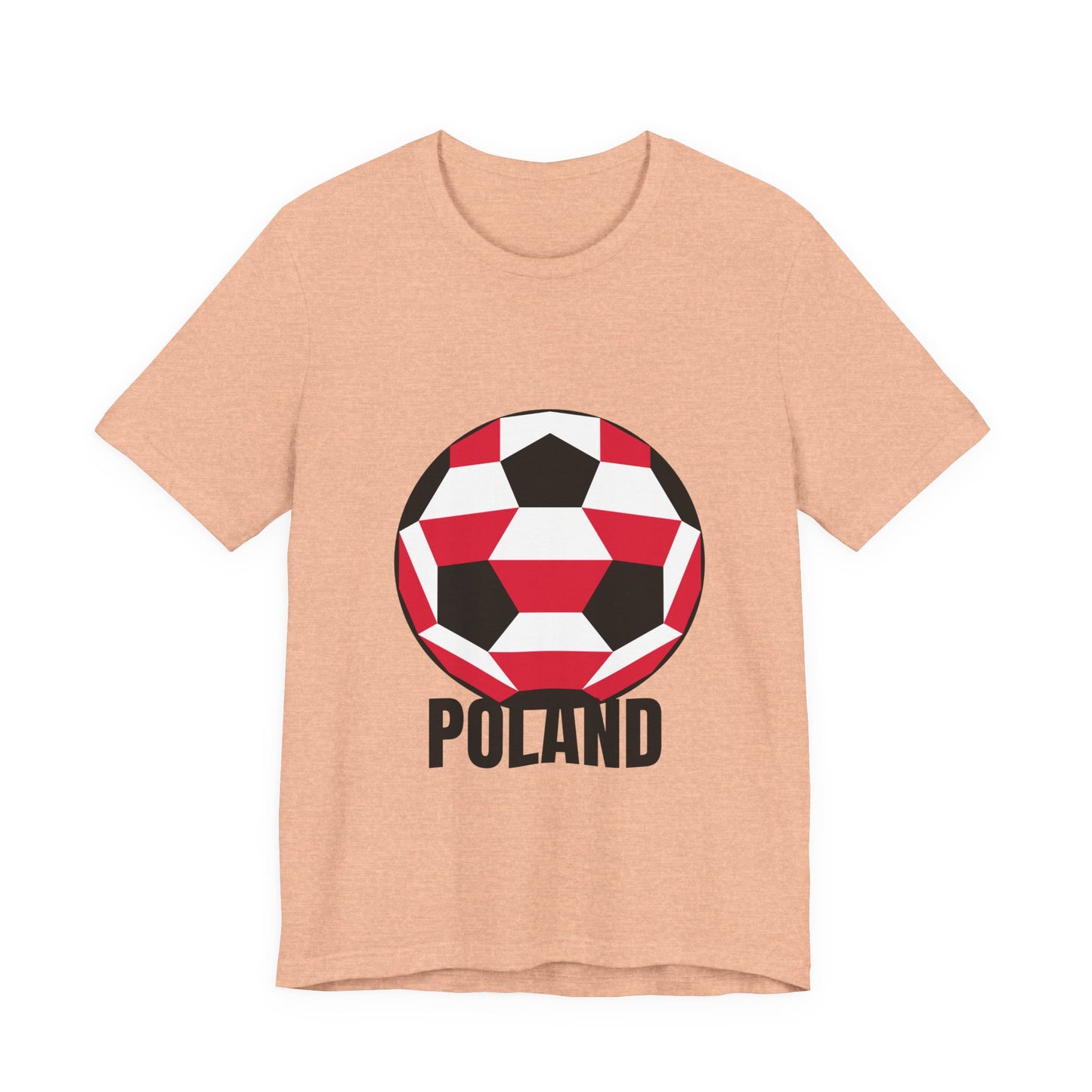 Poland Fan Specialty Soccer Ball Design T Shirt Black Text
