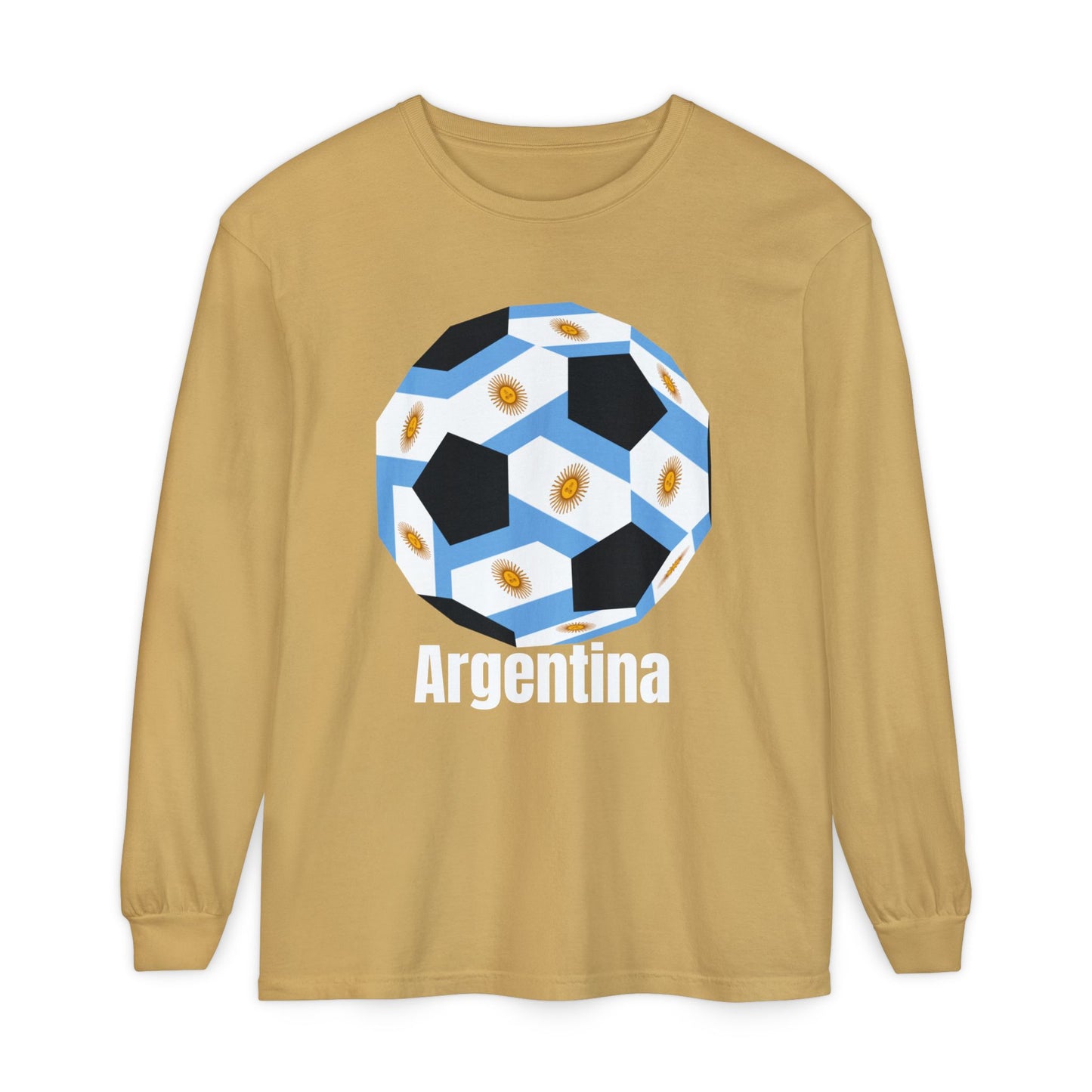 Argentina Fan Specialty Soccer Ball Design Long Sleeve Shirt