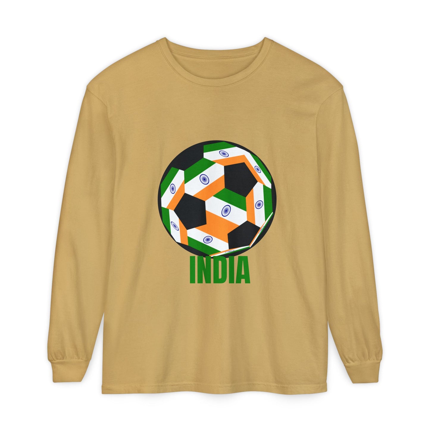 India Fan Specialty Soccer Ball Design Long Sleeve Tee