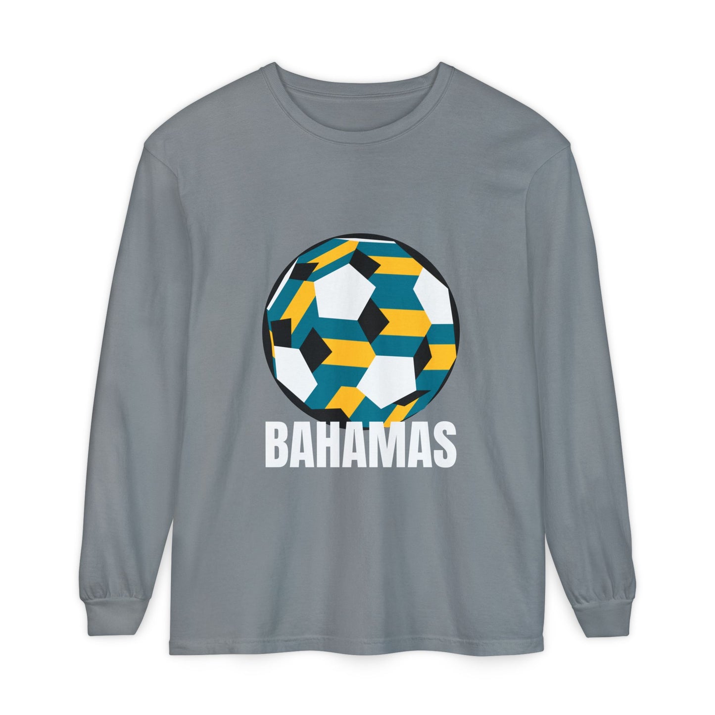 Bahamas Fan Specialty Soccer Ball Design Long Sleeve Tee