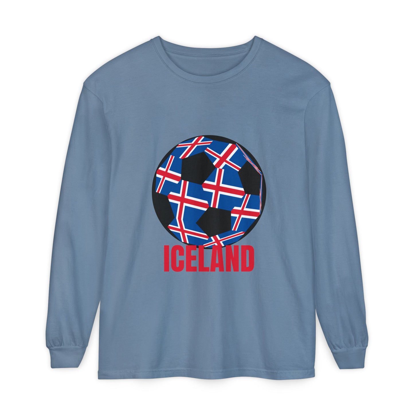 Iceland Fan Specialty Soccer Ball Design Long Sleeve Tee
