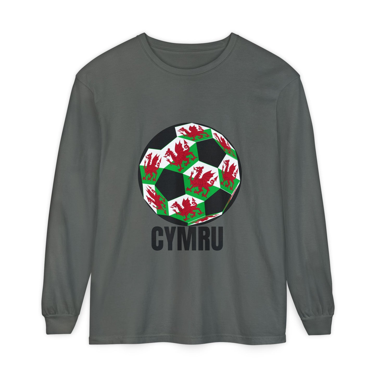 Cymru Fan Specialty Soccer Ball Design Long Sleeve Tee