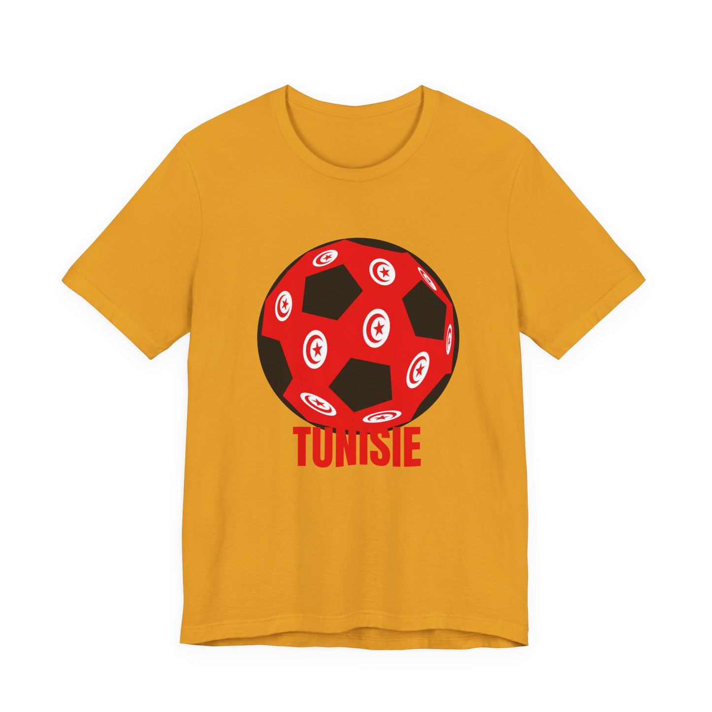 Tunisie Fan Specialty Soccer Ball Design T Shirt Tee Red Text