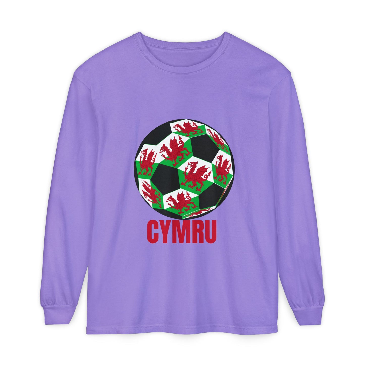 Cymru Fan Specialty Soccer Ball Design Long Sleeve Tee
