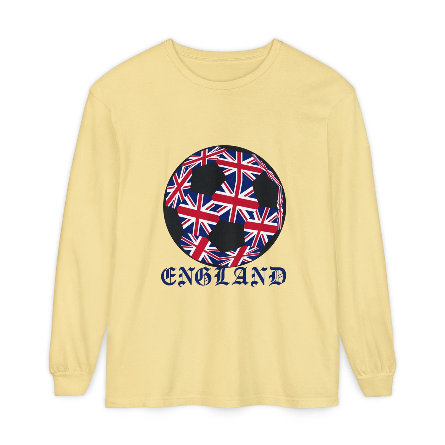 Old English Style Specialty Soccer Ball Design Long Sleeve Tee