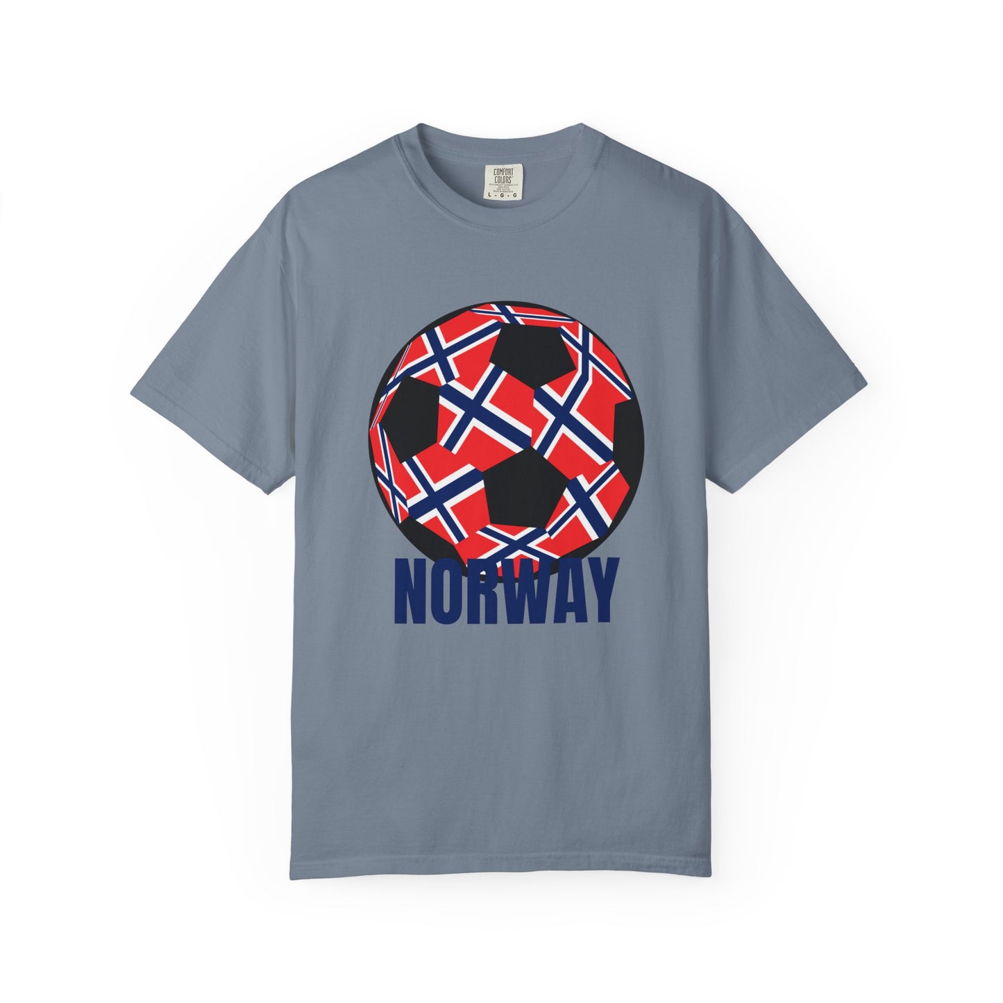 Norway Fan Specialty Soccer Ball Design T Shirt Blue Print