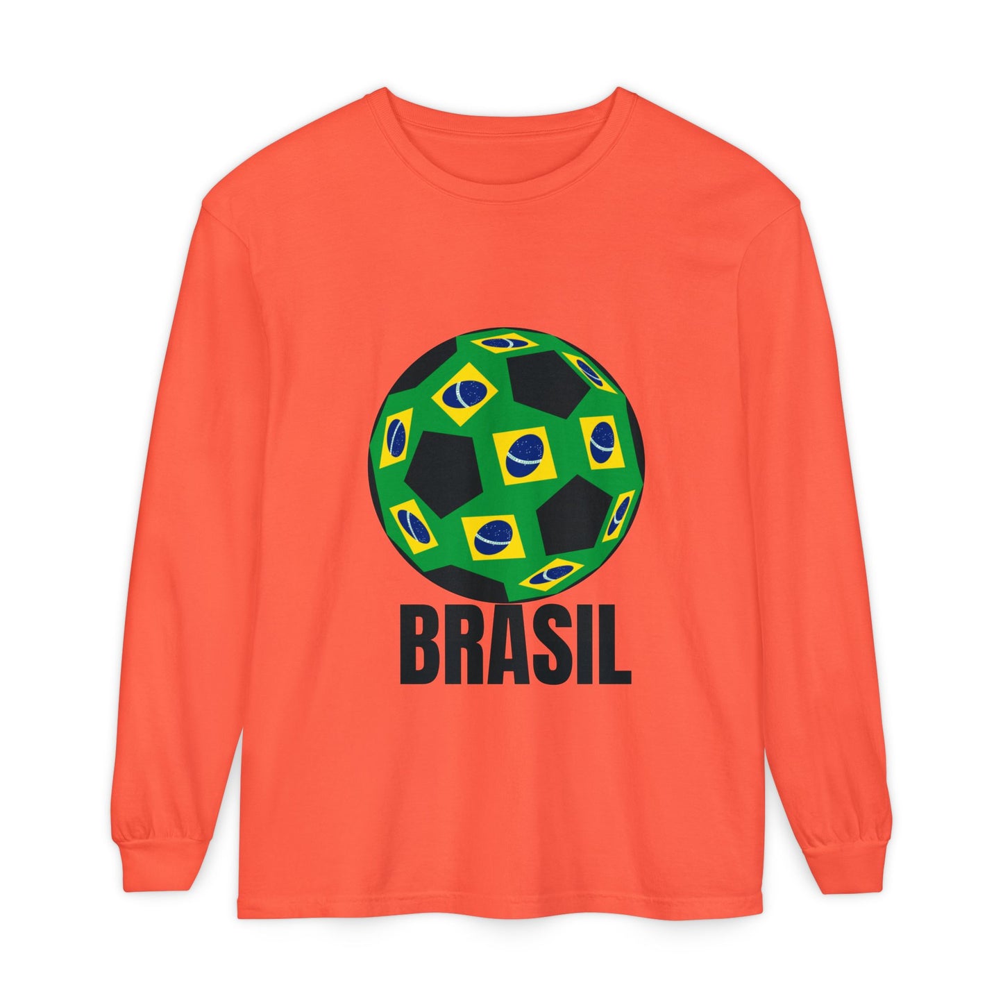 Brasil Fan Specialty Soccer Ball Design Long Sleeve T Shirt