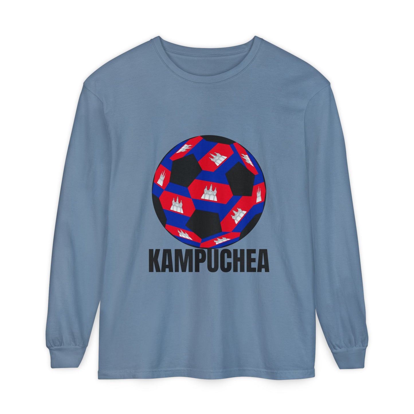 Kampuchea Fan Specialty Soccer Ball Design Long Sleeve Tee