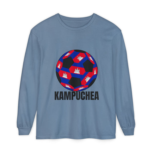 Kampuchea Fan Specialty Soccer Ball Design Long Sleeve Tee