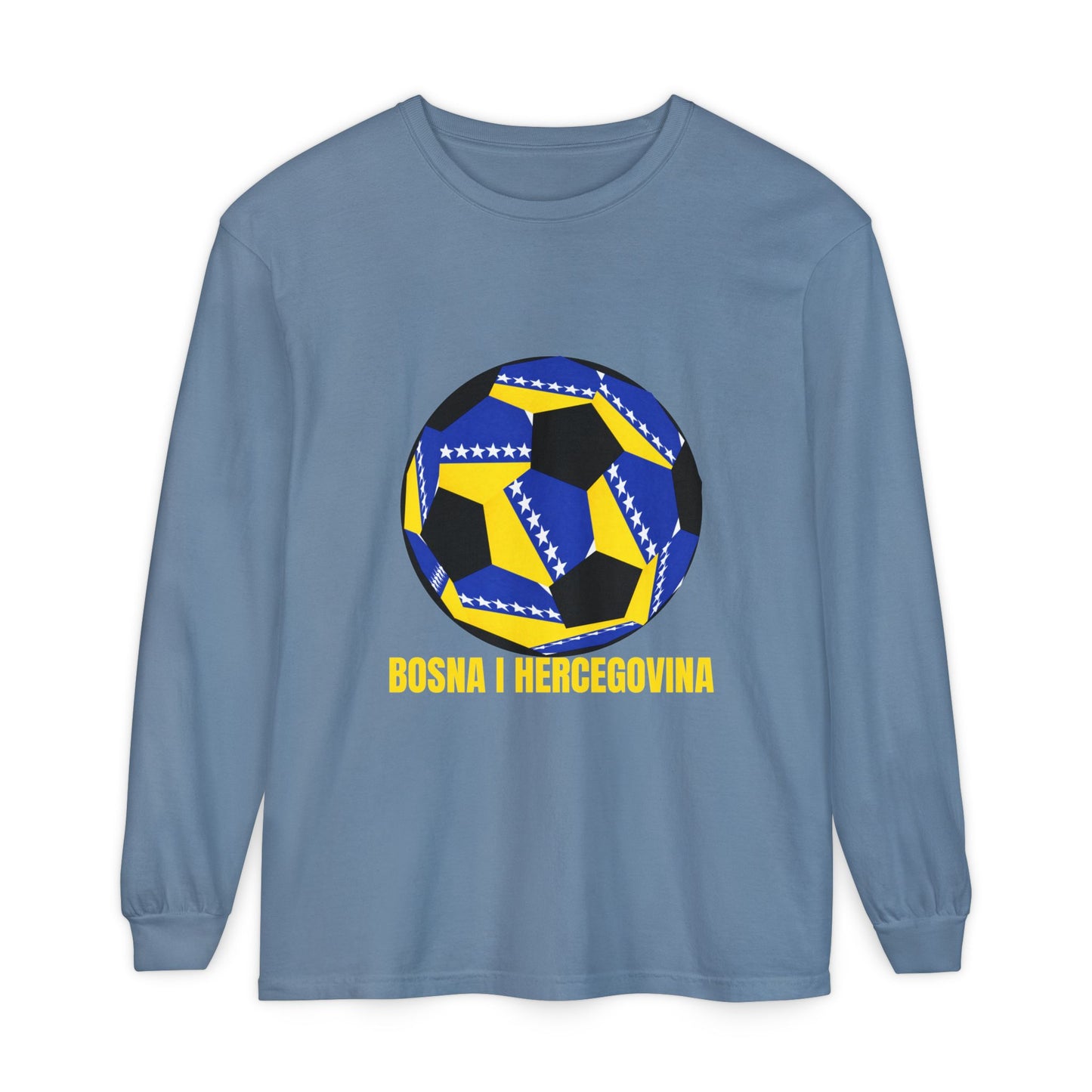 Bosnia Herzegovina Fan Specialty Soccer Ball Design  Long Sleeve Tee