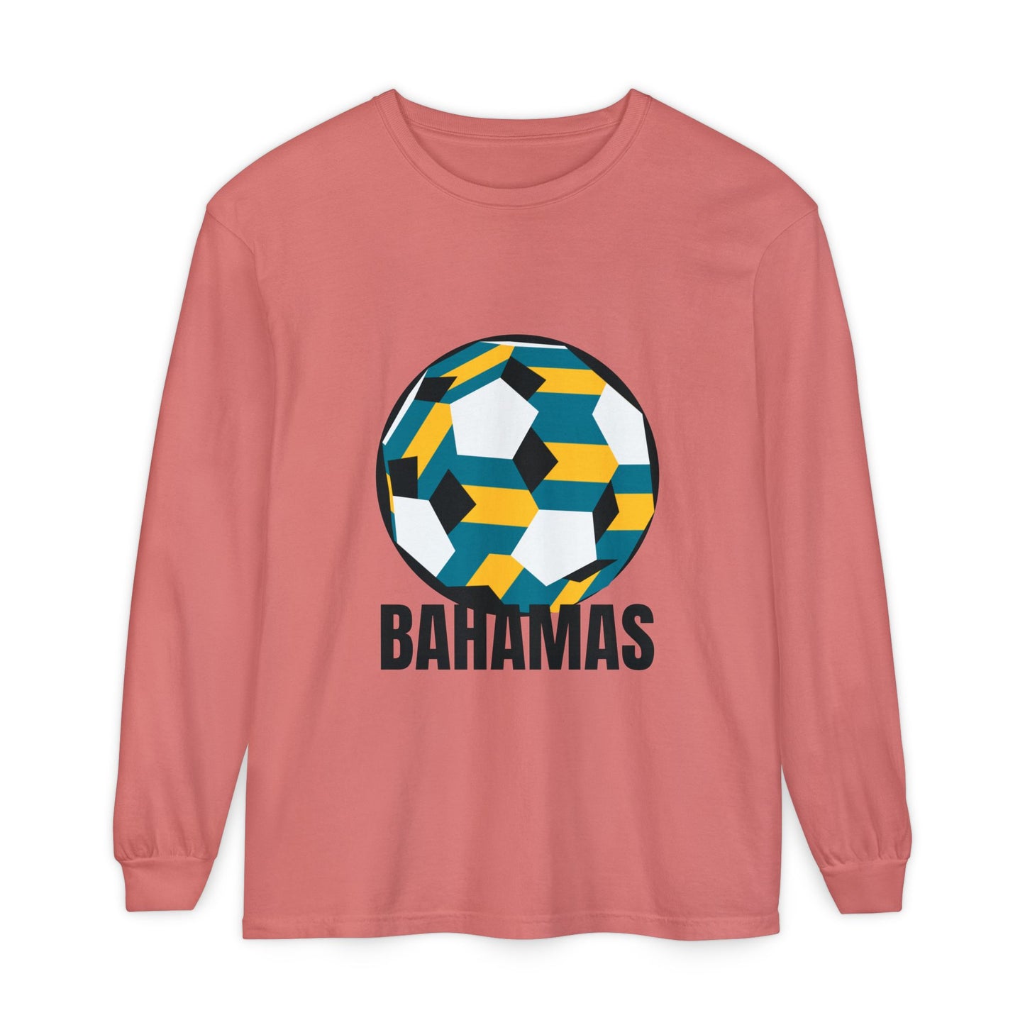 Bahamas Fan Specialty Soccer Ball Design Long Sleeve Shirt