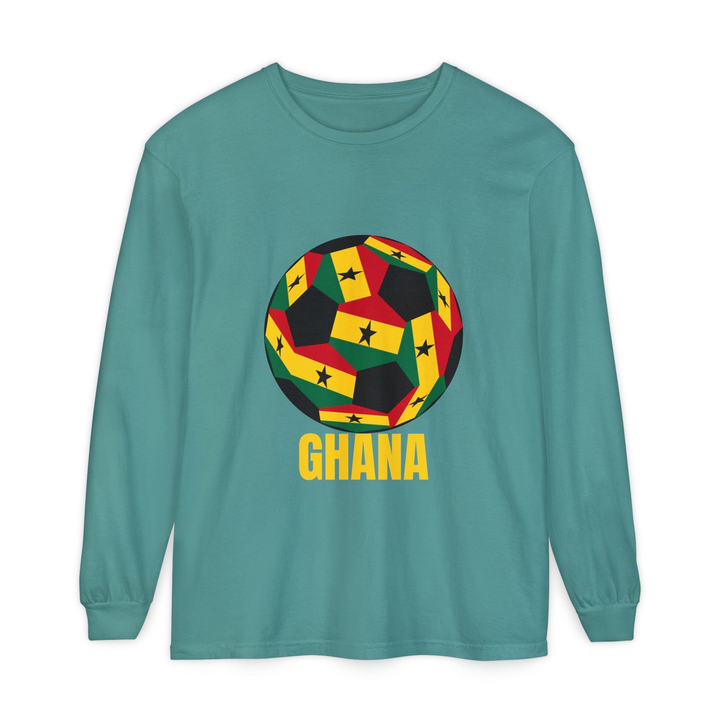 Ghana Fan Specialty Soccer Ball Design Long Sleeve Tee