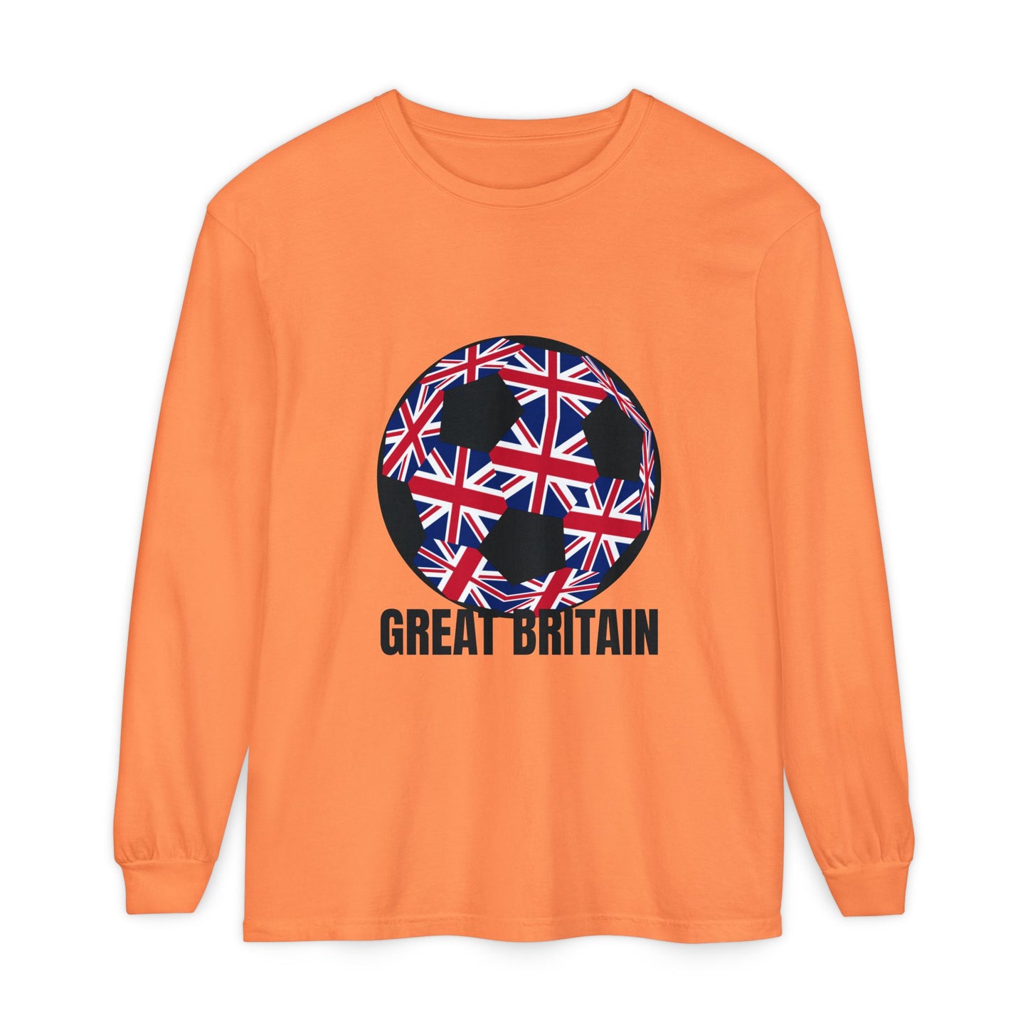 Great Britain Fan Specialty Soccer Ball Design Long Sleeve T-Shirt