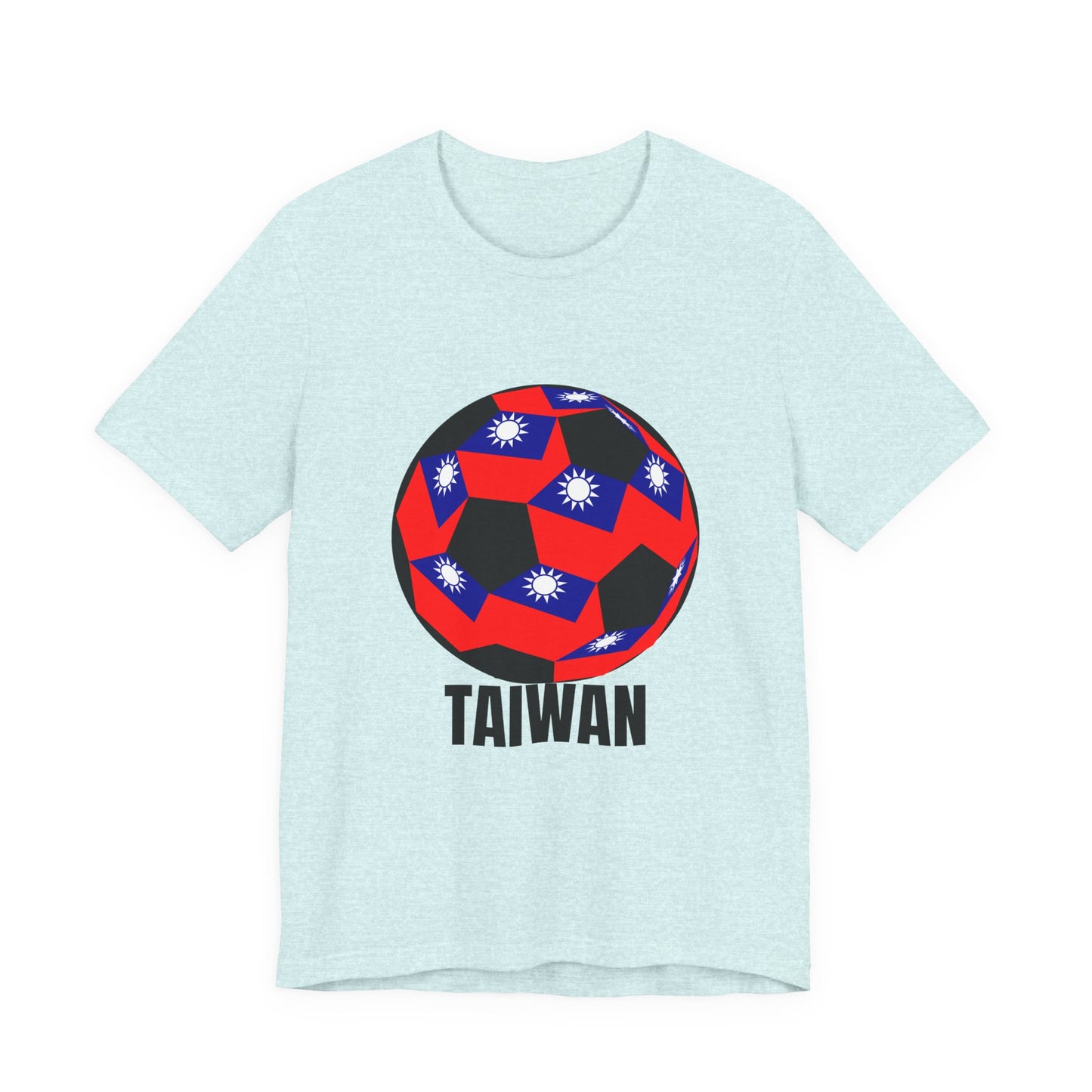 Taiwan Flag Soccer Ball T‑Shirt Black Text