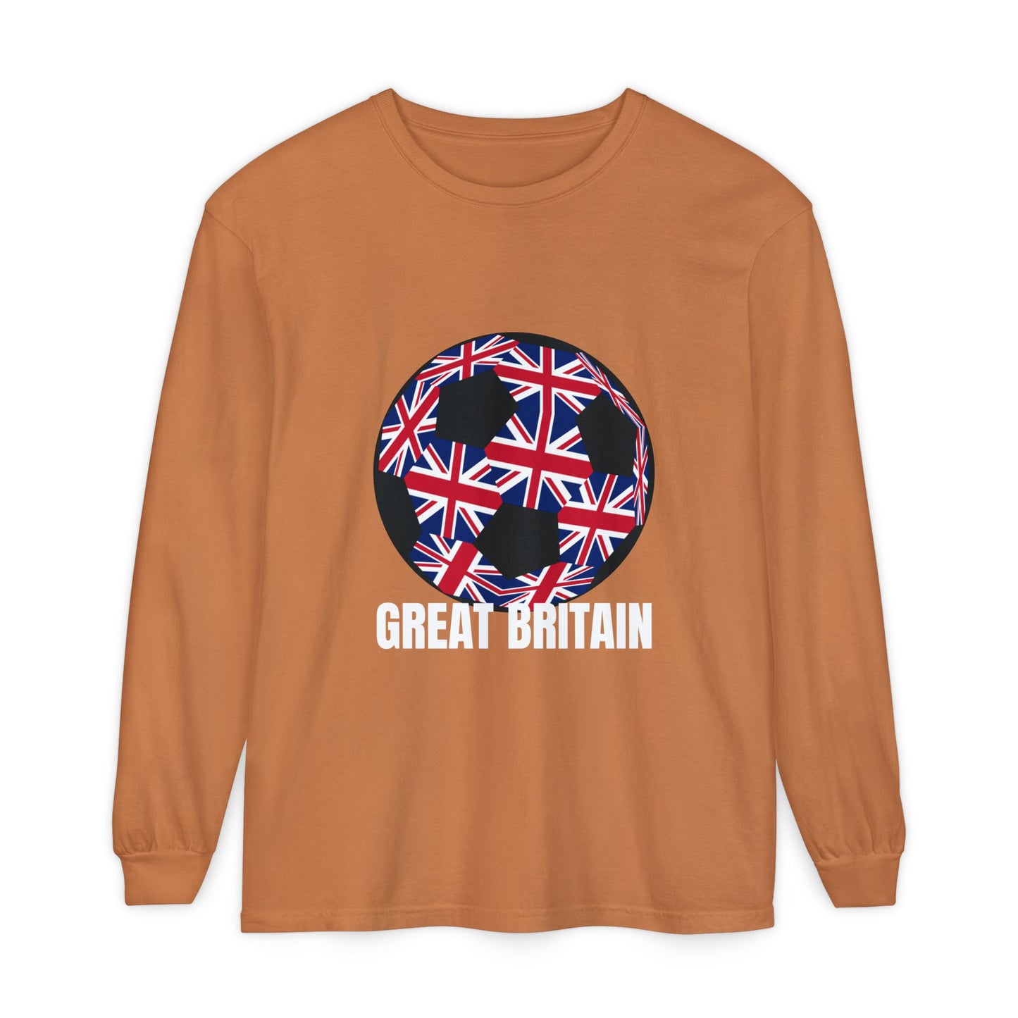 Great Britain Fan Specialty Soccer Ball Design Long Sleeve Tee