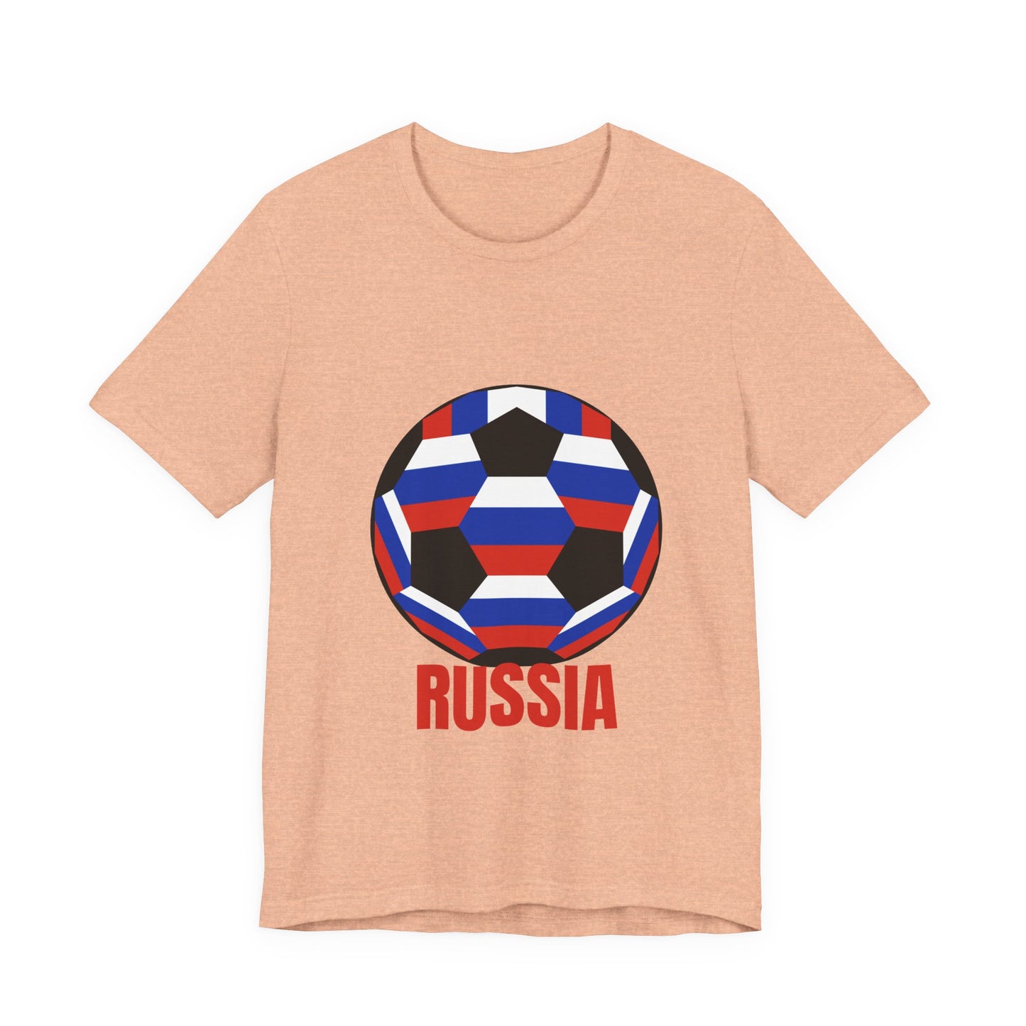 Russia Fan Specialty Soccer Ball Design T Shirt Red Text