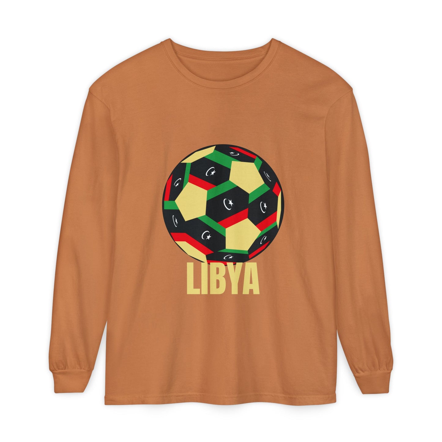 Libya Fan Specialty Soccer Ball Design Long Sleeve Tee