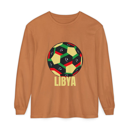 Libya Fan Specialty Soccer Ball Design Long Sleeve Tee