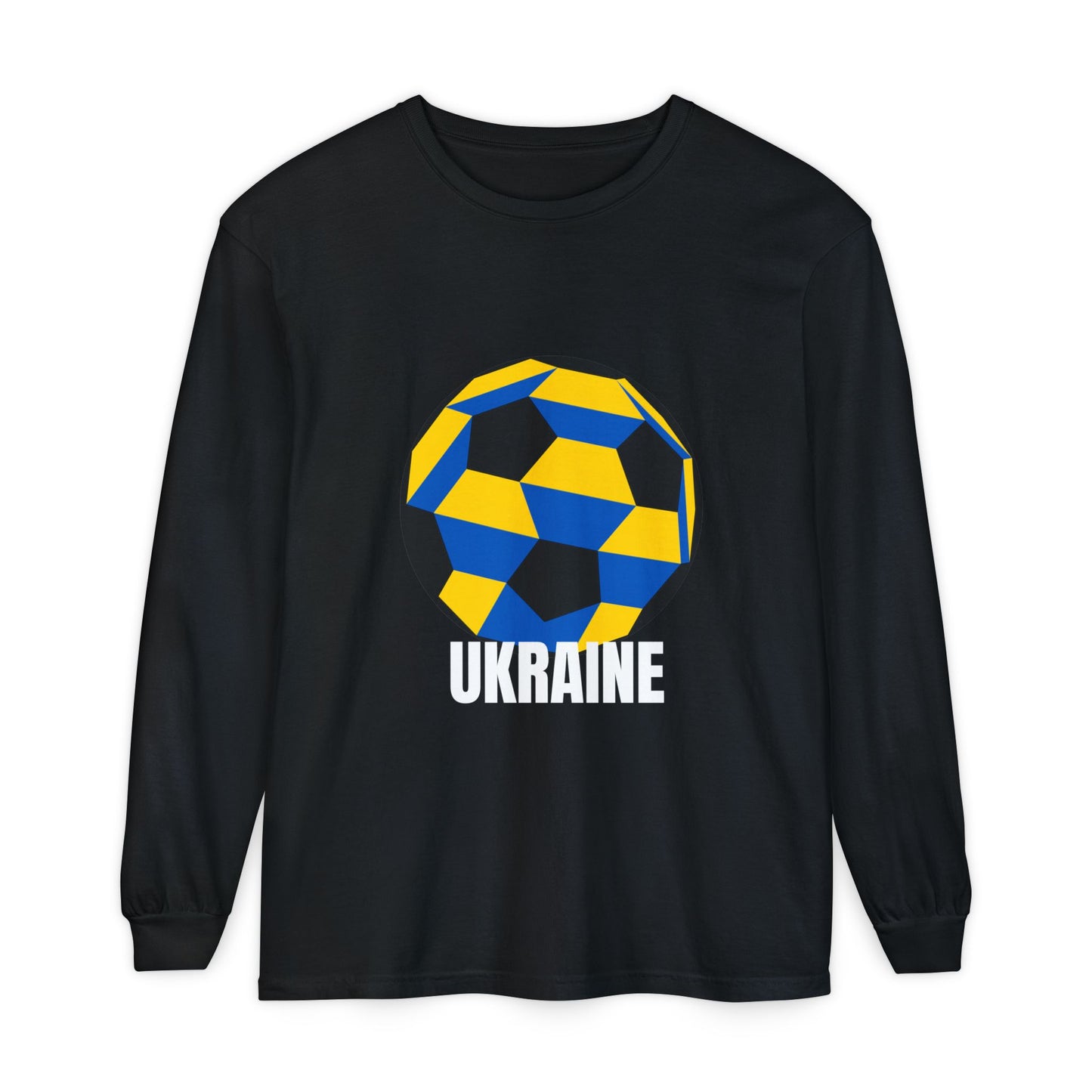 Ukraine Fan Specialty Soccer Ball Design  Long Sleeve Tee