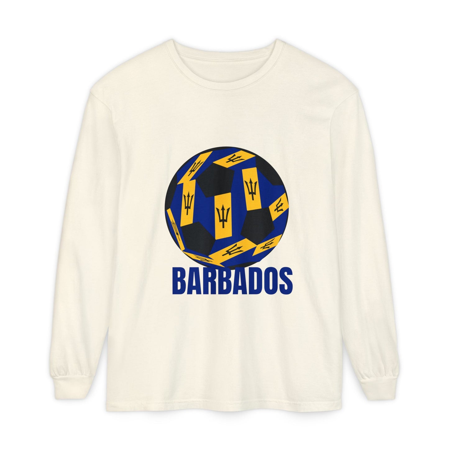 Barbados Fan Specialty Soccer Ball Design Long Sleeve Tee