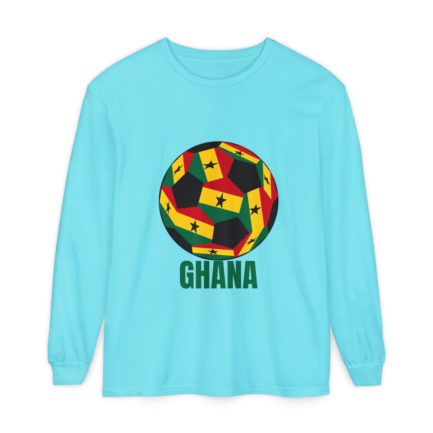 Ghana Fan Specialty Soccer Ball Design Long Sleeve Tee