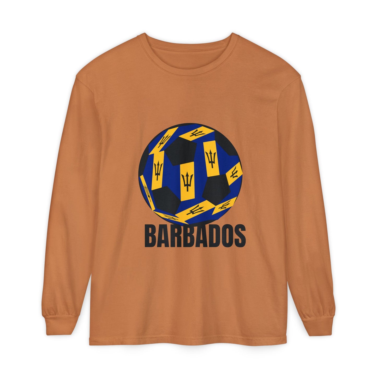 Barbados Fan Specialty Soccer Ball Design Long Sleeve Tee