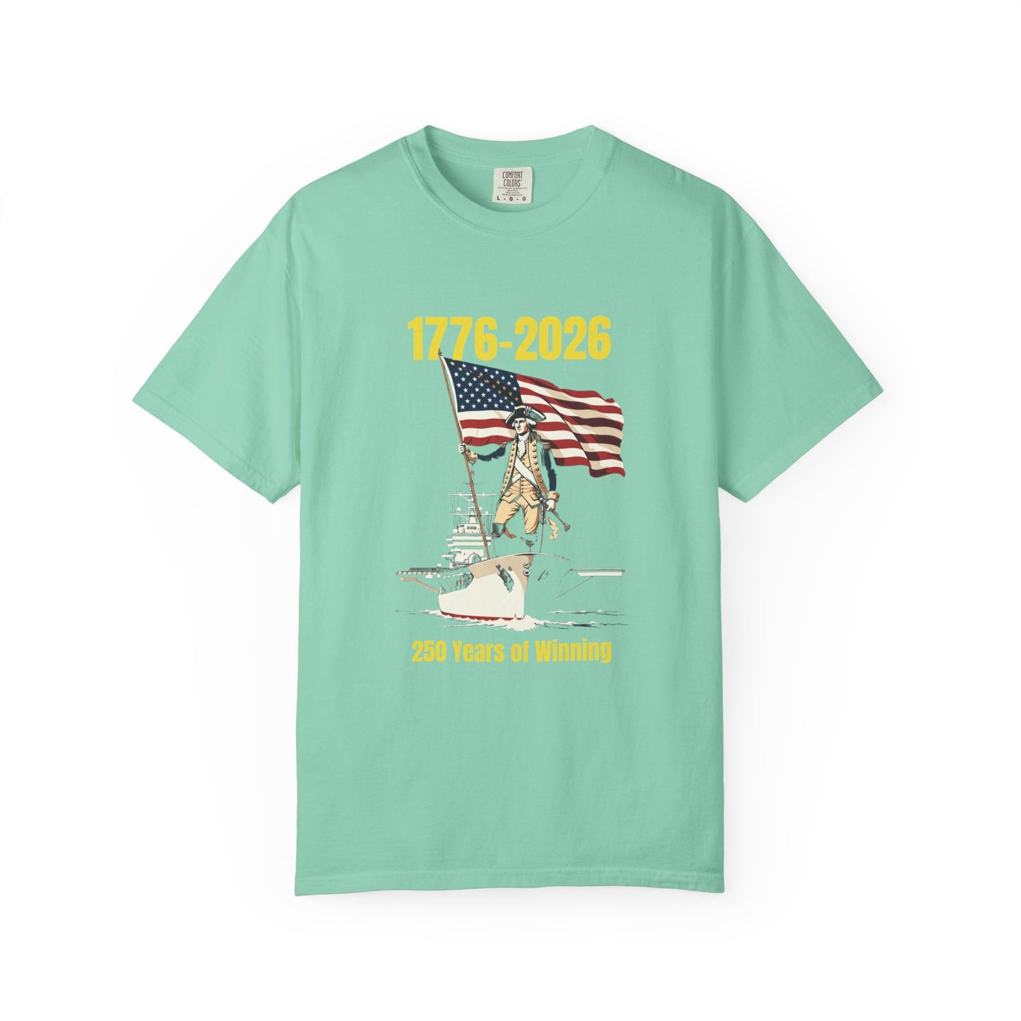 George Washington on an Aircraft Carrier with an American Flag T-shirt | 250 Years of Winning