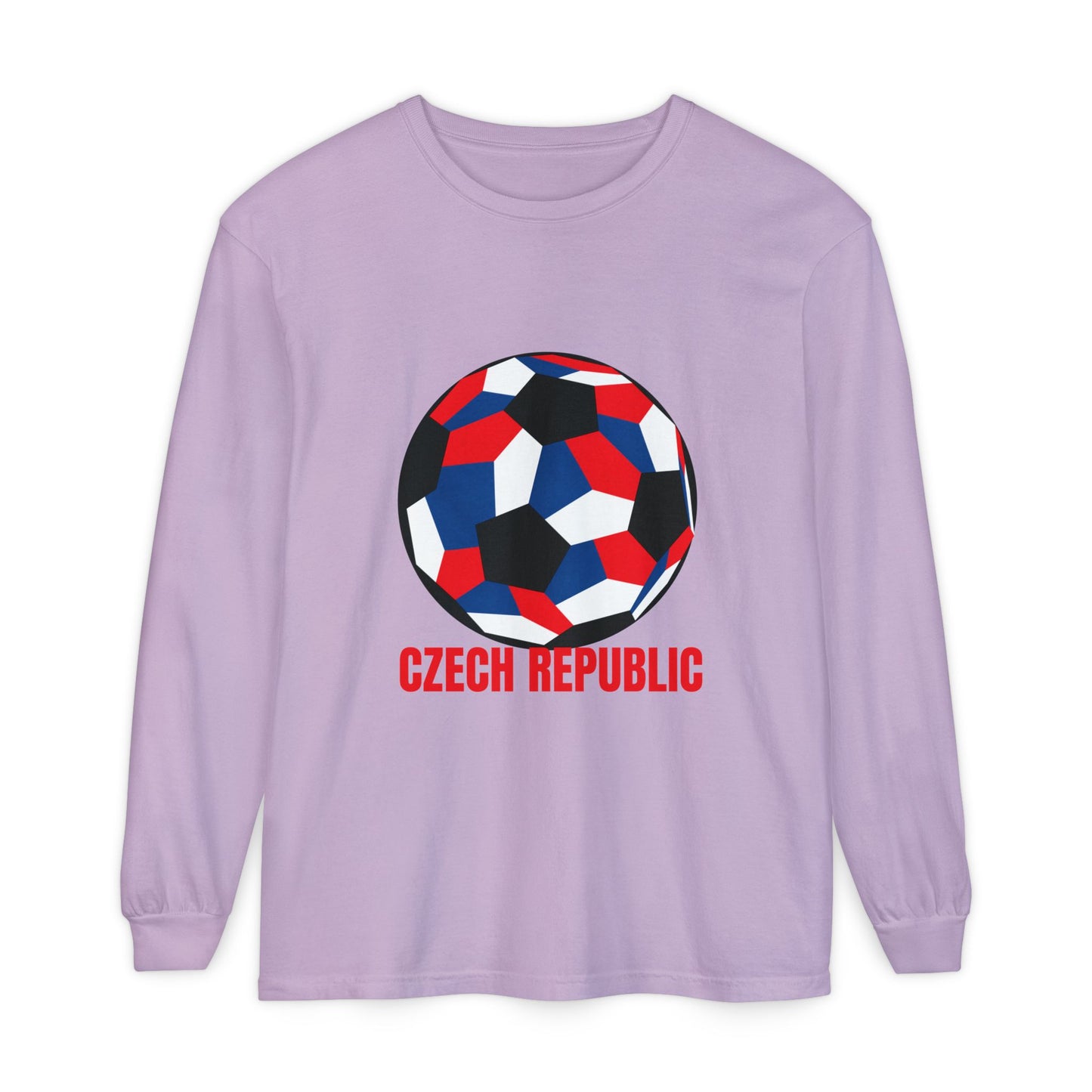 Czech Republic Fan Specialty Soccer Ball Design Long Sleeve Tee
