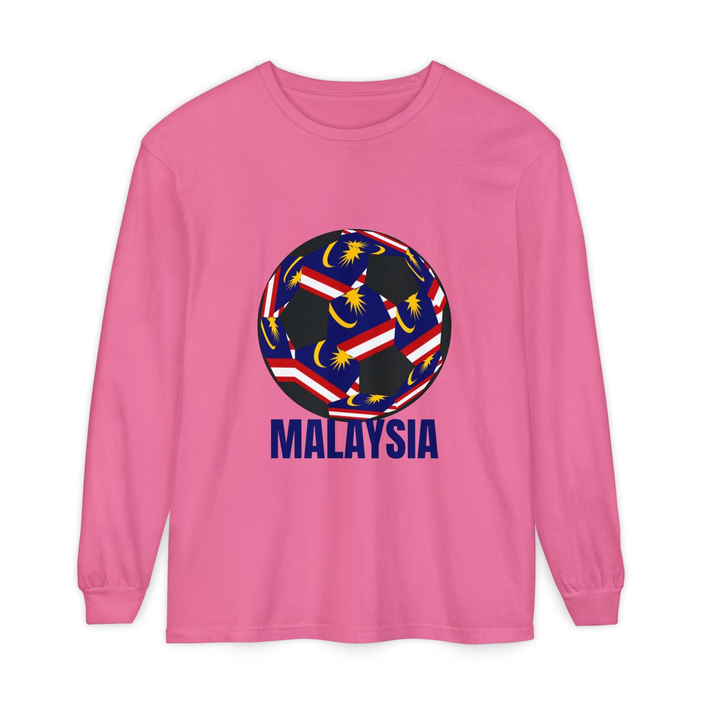 Malaysia Fan Specialty Soccer Ball Design Long Sleeve Tee