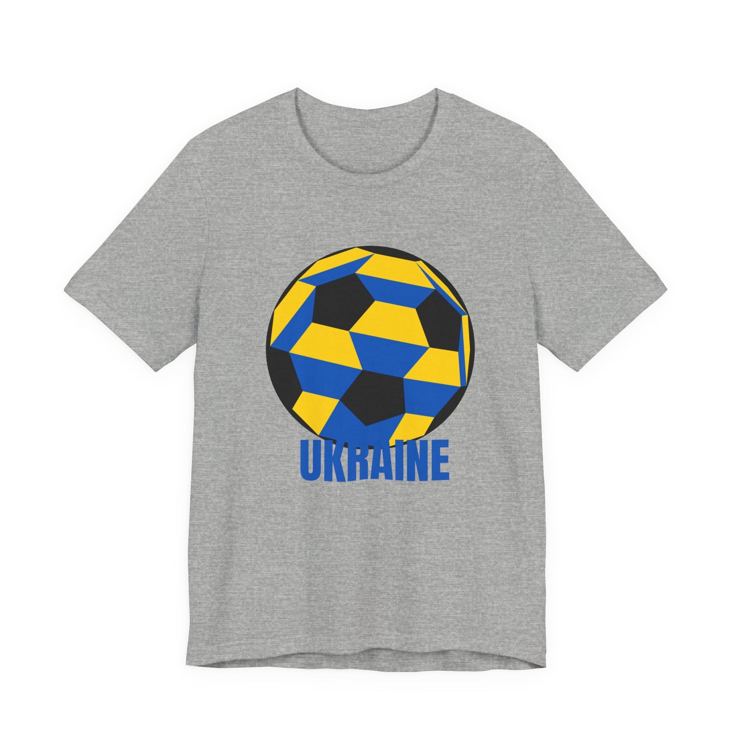 Ukraine Fan Specialty Soccer Ball Design T Shirt Blue Text