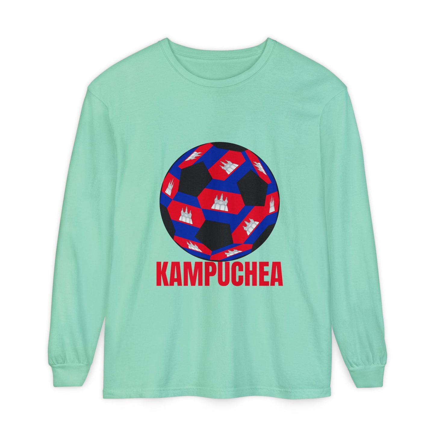 Kampuchea Fan Specialty Soccer Ball Design Long Sleeve Tee