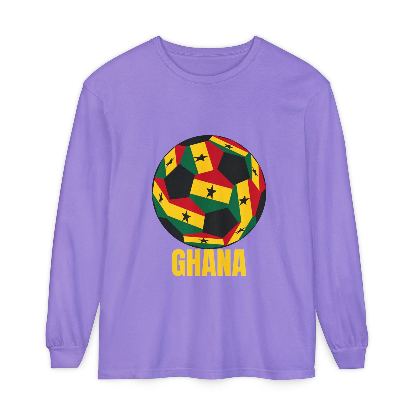 Ghana Fan Specialty Soccer Ball Design Long Sleeve Tee